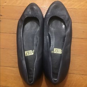 Navy blue leather flats